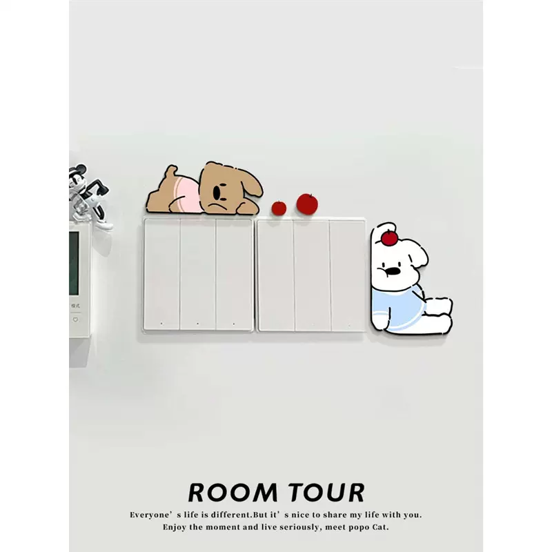 卡通装饰开关贴墙壁改造遮丑神器开关保护套高颜值亚克力墙贴自粘