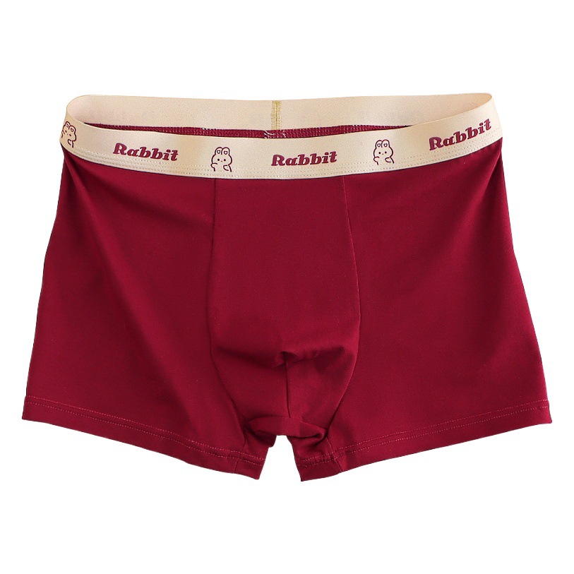 Caja de regalo, ropa interior, calzoncillos tipo bóxer para hombre, calzoncillos tipo bóxer de algodón puro, ropa interior de boda con estampado de conejo bonito, año animal