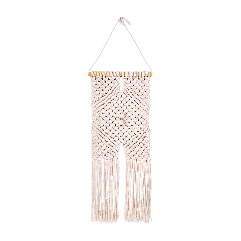 (2개) 국경 간 보헤미안 손으로 짠 코튼 로프 태피스트리 아마존 침실 홈 태피스트리 화이트 코튼 장식 벽