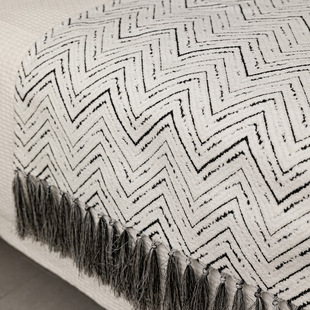 Modern Simple Model Room Blanket Black and White Wave Pattern Blanket Hotel Bed Flag Bed End Blanket Homestay Soft Bed End Blanket
