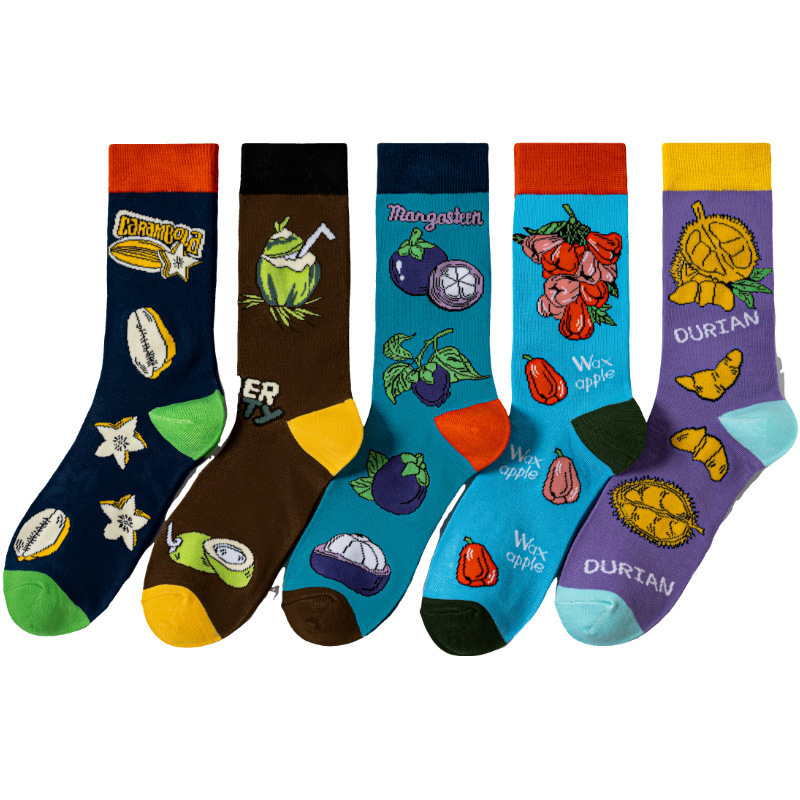 Women's Cotton Socks for All Seasons, Blueberry, Chili, Rugby, Men's Trendy Socks, Men's Socks, Amazon Foreign Trade Vegetable and Fruit Cross-Border Socks