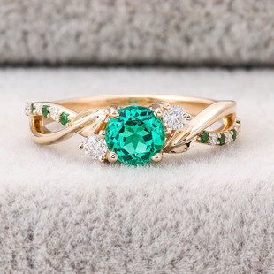 Jewelry Customized 18K Gold Gemstone Ring Female Manufacturer New Amazon Cross-Border Round 70 Points Niche Jewelry