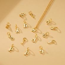 925通体纯银新款光面26字母小写叠戴吊坠单坠时尚百搭diy配件项链