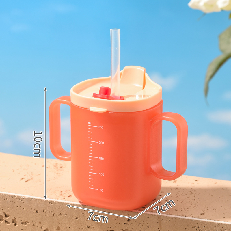 Vaso para leche de bebé HeGuo con escala, vaso con pajita para mezclar leche, beber leche y agua, vaso de aprendizaje anticaídas