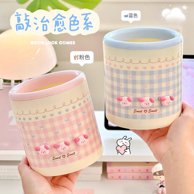 かわいい寮のデスクトップゴミ箱イン大容量高価値ドーパミン寝室リビングルーム蓋なし紙バスケット家庭用|undefined