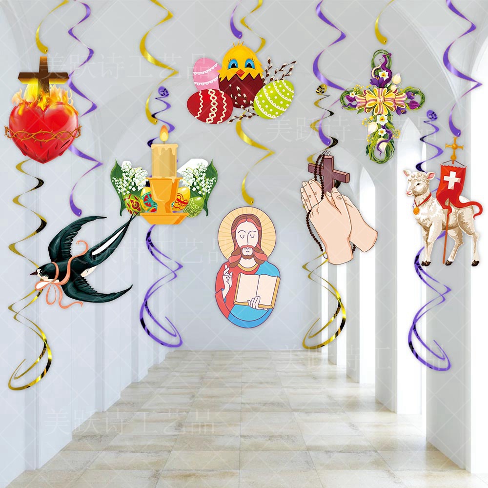 Amazon nueva decoración de Pascua Garland traje Él es resucitado Pascua bandera pastel tarjeta inserción