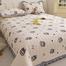 秋冬加厚牛奶绒夹棉床盖三件套防滑炕垫花边绗缝榻榻米单件床单