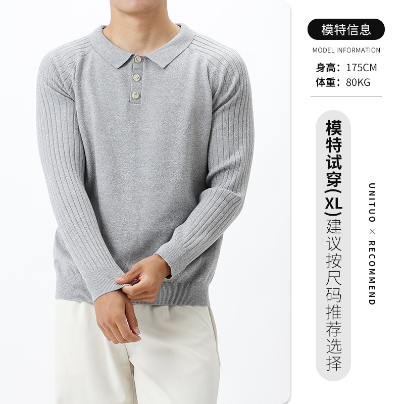 La vieja ropa de hombre suéter de alta sensación camiseta de punto hombre de negocios casual con solapa de manga larga camiseta polo de hombre