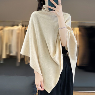 Manufacturer Cross-Border Export Wholesale 100% Australian Wool Shawl Knitted Warm Cashmere Cloak Ready for Customization