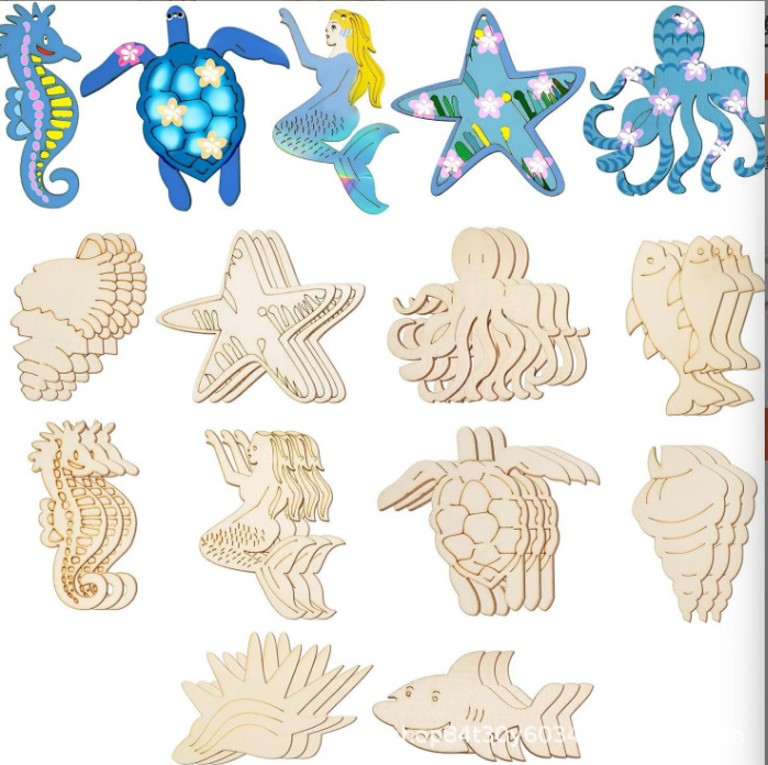 DIY Handmade Craft Wooden Puzzle Blanks Decorative Toy Set for Children Assembly and Painting