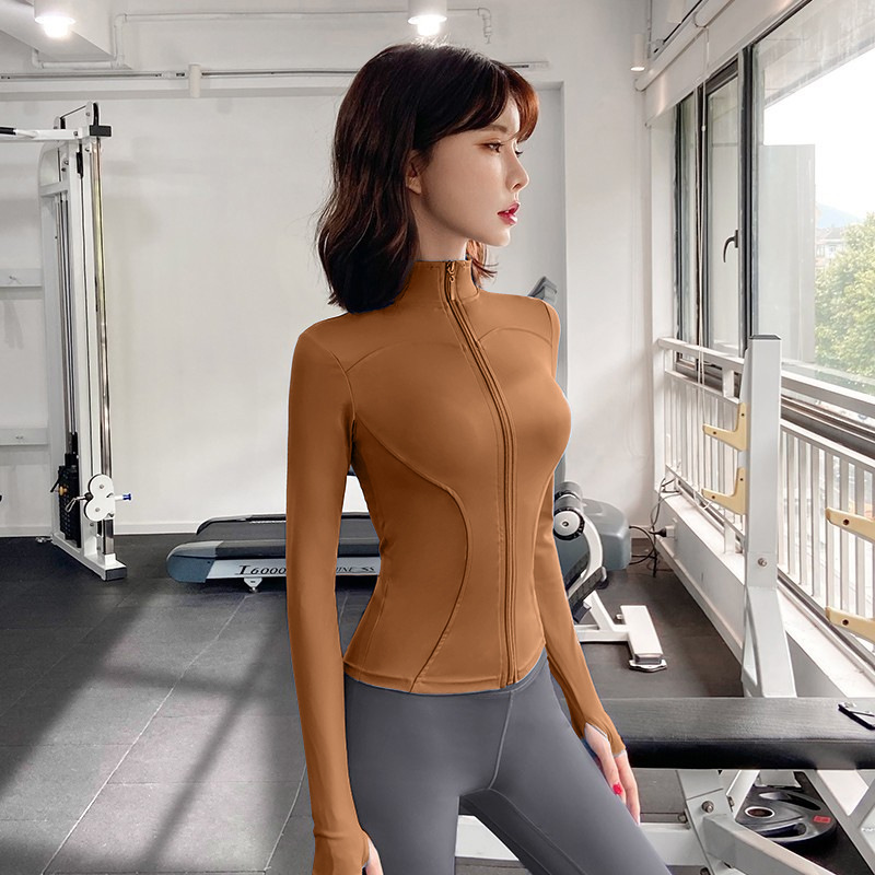 Fleece Thickened Yoga Jacket Zipper Stand-up Collar Slim-fit Elastic Top Fitness Clothing Women_desvips.com