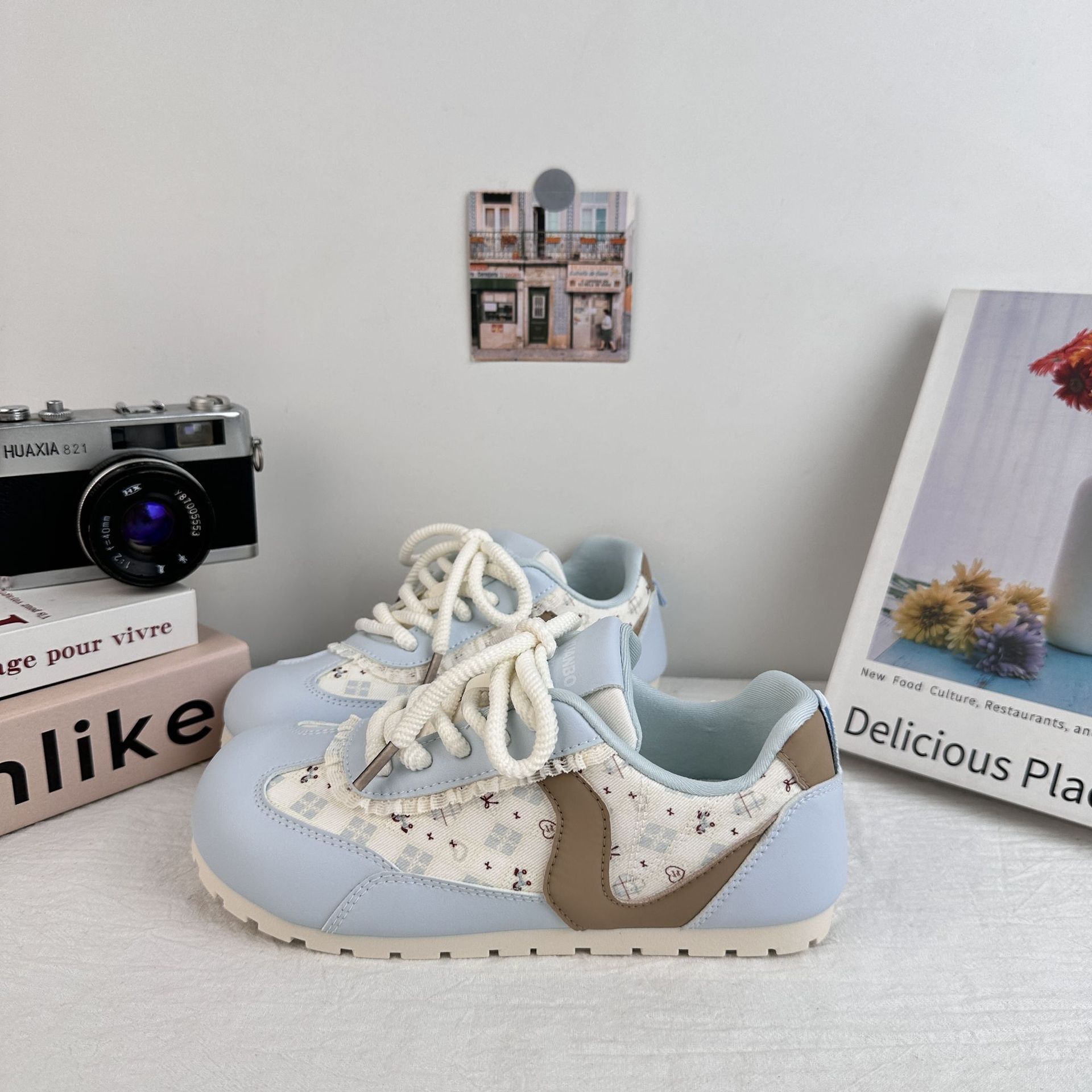 Zapatos de skate casuales de flores de ondas largas para mujeres 2025 nuevos zapatos de entrenamiento de verano de estilo