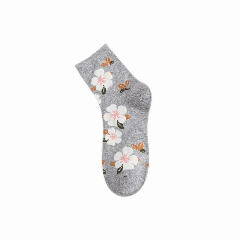 Tide, summer fresh breathable cute Japanese knee socks flower-shaped, mid-length, (Cross-border trading)