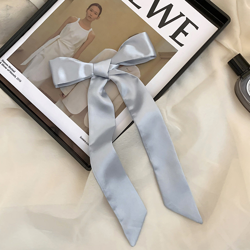 Pañuelo de seda de imitación, tira larga, sentido avanzado, nuevo estilo, color sólido, protección para el cuello, bufanda pequeña, bolsa atada, cinta para el cabello, diadema, cabello atado