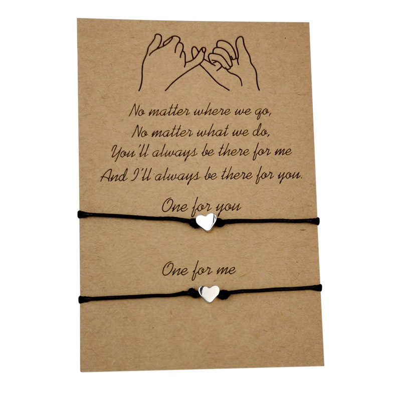 跨境热销 欧美气质简约桃心手链 爱心情侣手链心形蜡线编织手饰女|ru