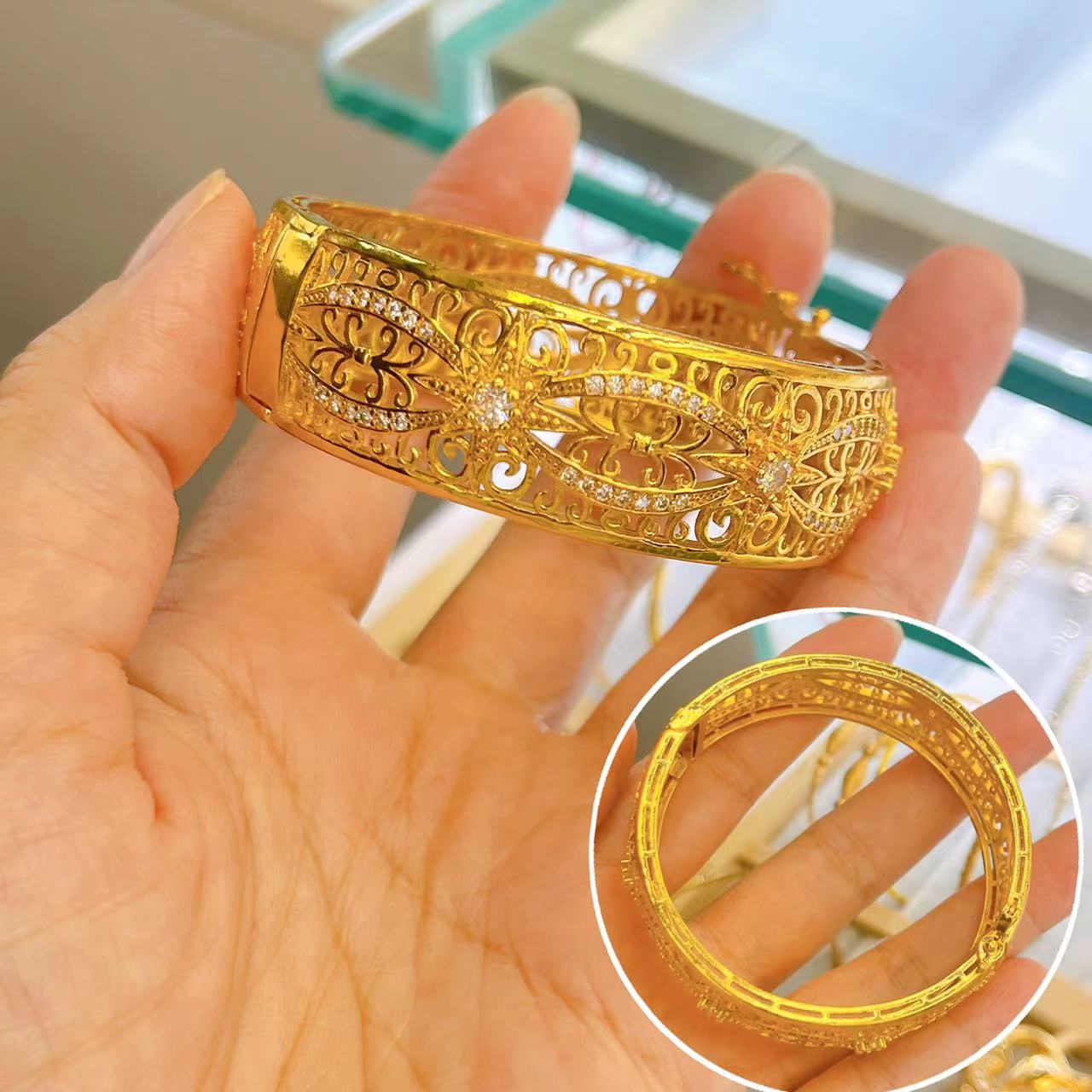 Brazalete de diamante de diseño de flores de alta calidad