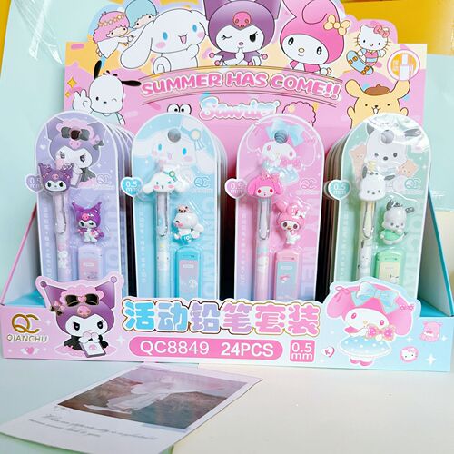 Sanrio pencil set Kuromi high-value cartoon student stationery 0.5m free-sharpening mechanical pencil with eraser