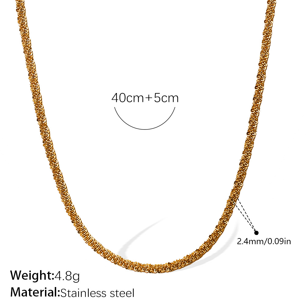 Collar versátil con cadena de hueso de serpiente estampado – cadena trenzada, chapado en oro 18K, personalidad femenina image 32