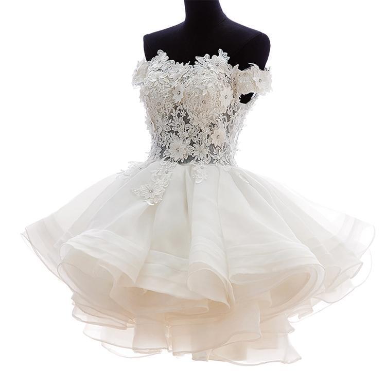 European and American Foreign Trade New Mesh Ball Gown Short One-Shoulder Light Luxury Niche Wedding Gauze Bridal Dress