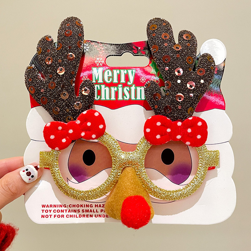 Nuevo marco de gafas de plástico feliz navidad para adultos y niños fiesta de disfraces accesorios de Navidad al por mayor