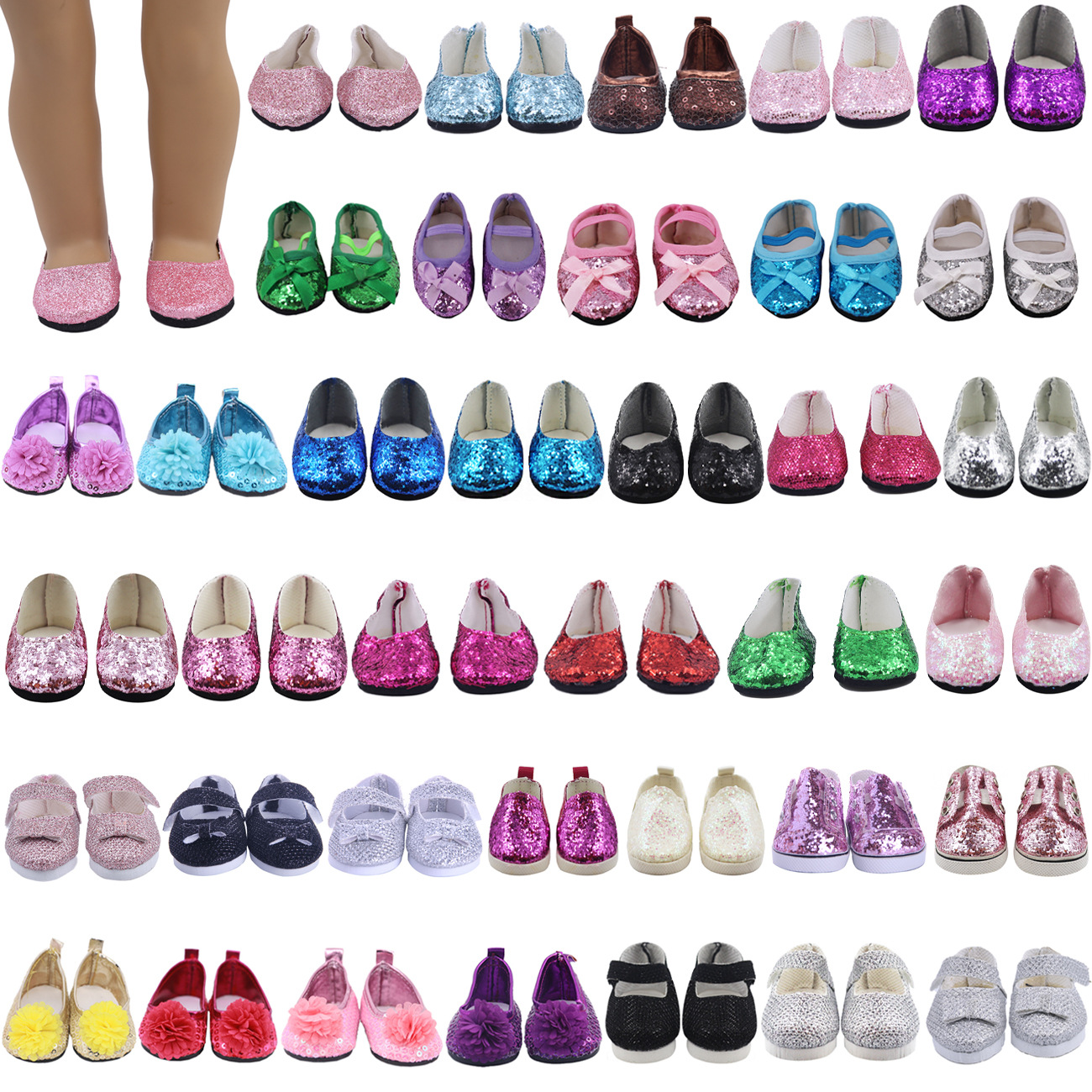 新品18寸美国女孩娃娃鞋子Americangirl shoes娃娃亮片鞋子批发