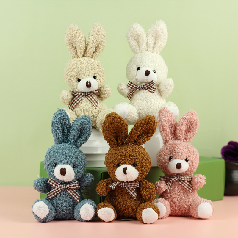 Wholesale Cute Sitting Teddy Rabbit Plush Doll Long Ear Scarf Rabbit Doll Women's Backpack Hanging Ornaments Hanging Ornaments Clothing Accessories