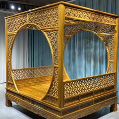 マホガニー家具 無垢材家具 ゴールデンシルクナン 小葉ナナカマツ棚 ベッド クラシックアンティーク家具 コレクション家具 Xianzu