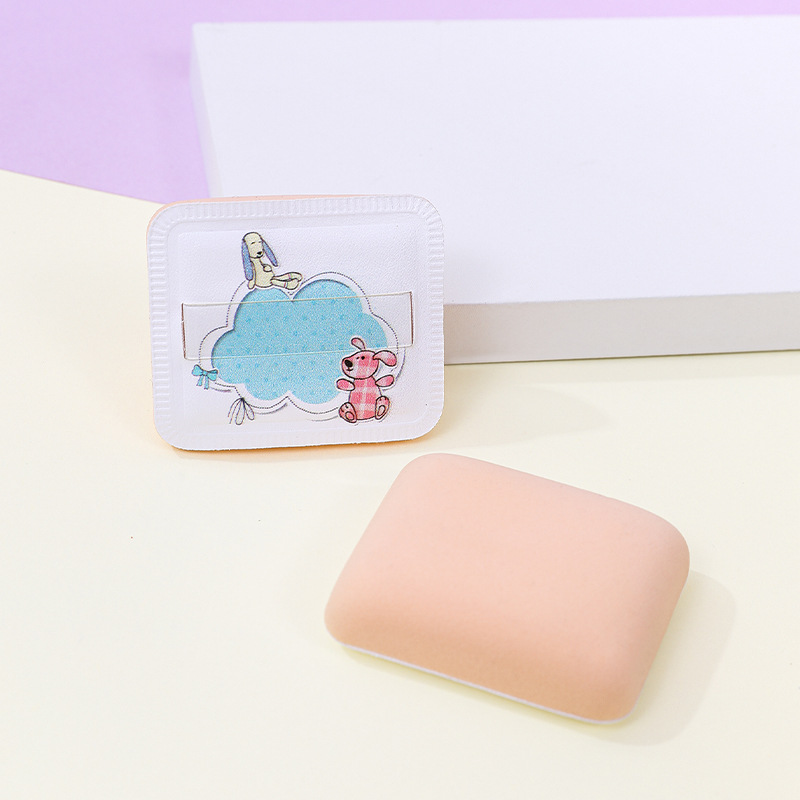 Fábrica de algodón personalizado polvo cuadrado esponja de maquillaje no comer polvo q bala seca y húmeda diseño de logotipo