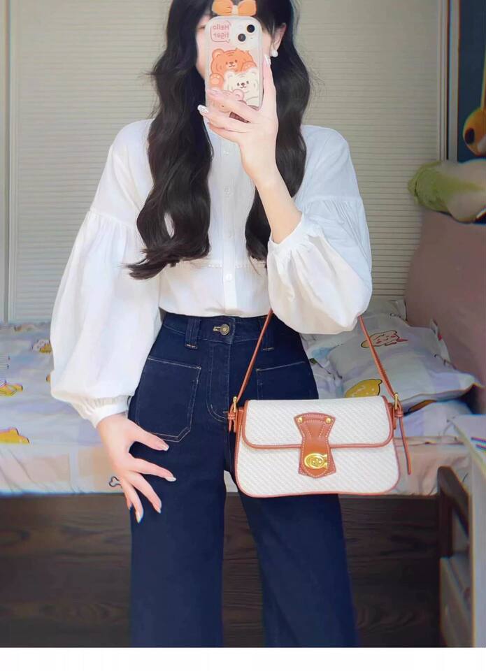 Quần jean nữ ống thẳng lưng cao dáng rộng lửng 9 tấc — Tannin Blue 8 điểm, Tannin Blue 9 điểm chi tiết 9