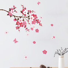 跨境浪漫桃花臥室客廳玄關電視背景牆家居裝飾牆貼貼紙自粘批發