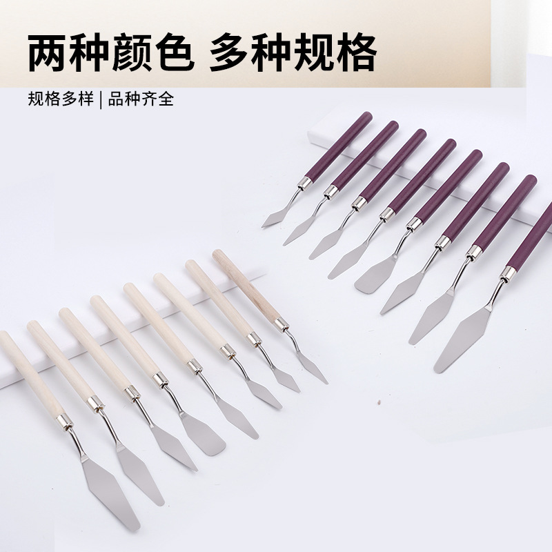 Raspador de pintura al óleo Aguada acrílica Pigmento Cuchillo de paleta Art Juego de 8 piezas Pala de paleta de color en forma de diamante Pigmento de pintura al óleo raspador pequeño