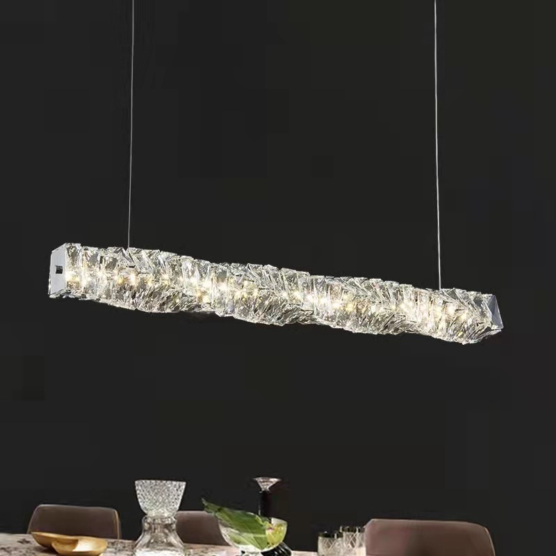 Diseñador moderno y simple Taiwán modelo de casa de lujo villa de diseño de lámpara isla modelo de mesa de comedor de cristal barra larga