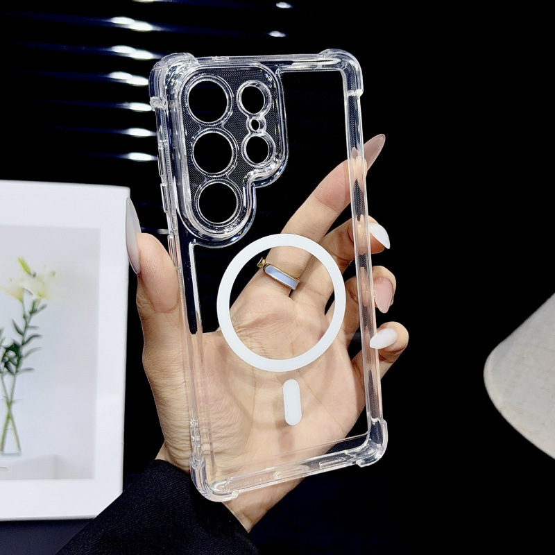 New Four-Corner Anti-Drop Magnetic Transparent Phone Case for Samsung S26 Ultra, A57 with Independent Button Precision Cutouts