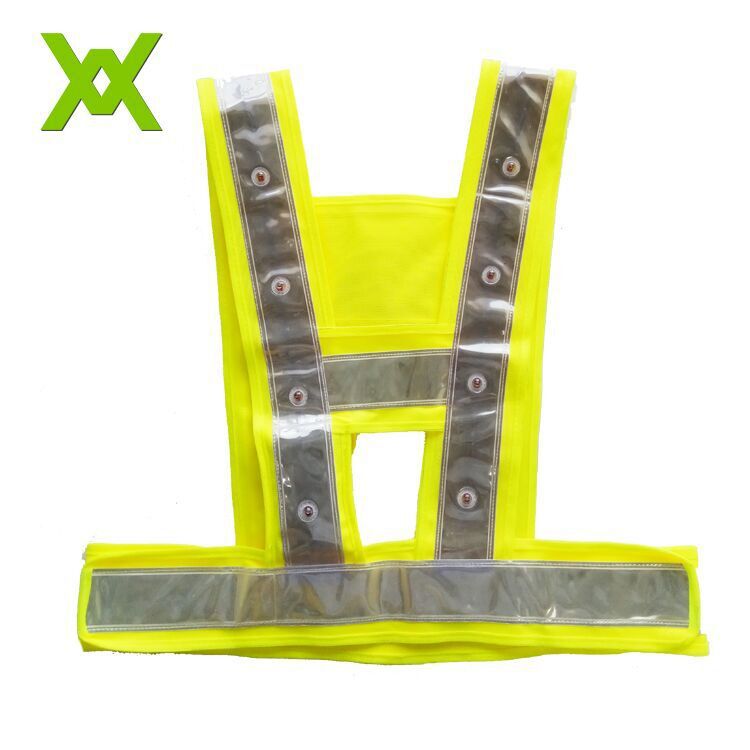 A字道路施工VEST 红光LED背心 V字灯衣 骑行马甲 PVC反光条