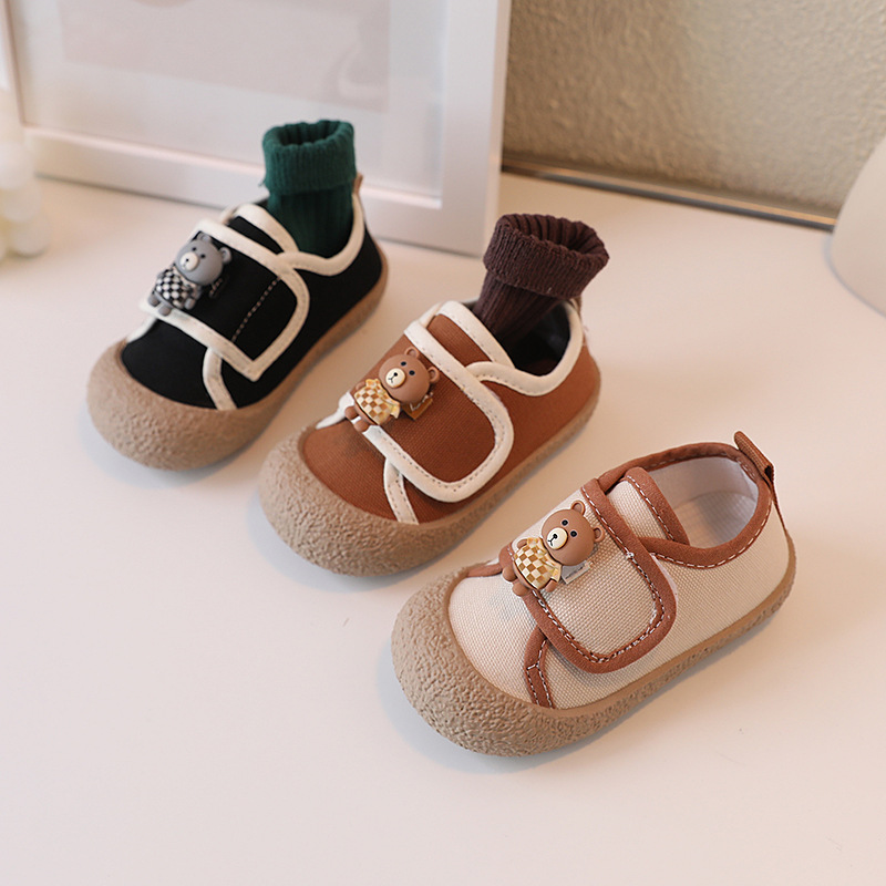 Koreanische Version von Kinder Canvas 2023 Frühling und Herbst Neue Jungen Casual Little Bear Girls Cartoon Weiche Sohlen Baby_voghion.com