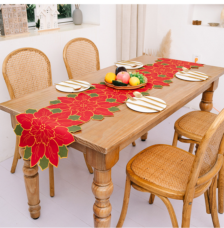 Christmas Decoration Christmas Flower Table Runner Christmas Restaurant Decoration Home Furnishing Tablecloth display picture 7