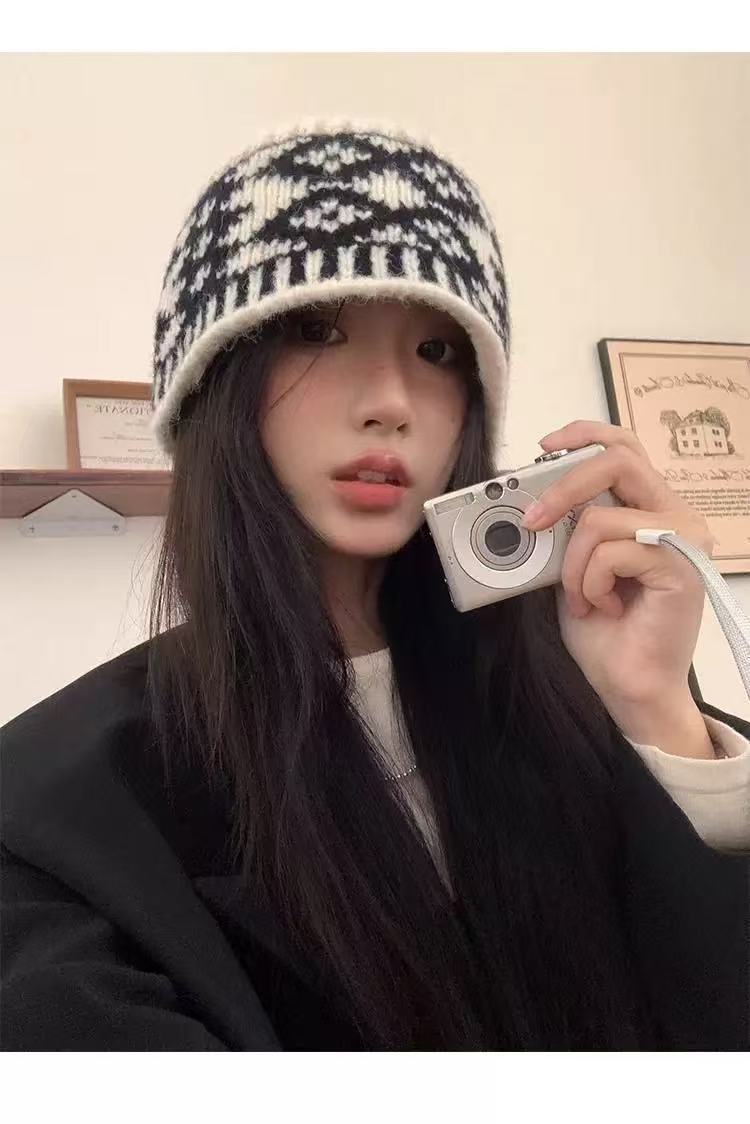 1 Same Style Knitted For Women, Autumn And Winter Wool Blend Retro Beanie, Warm Large Head Circumference Cold Hat, Men's_voghion.com