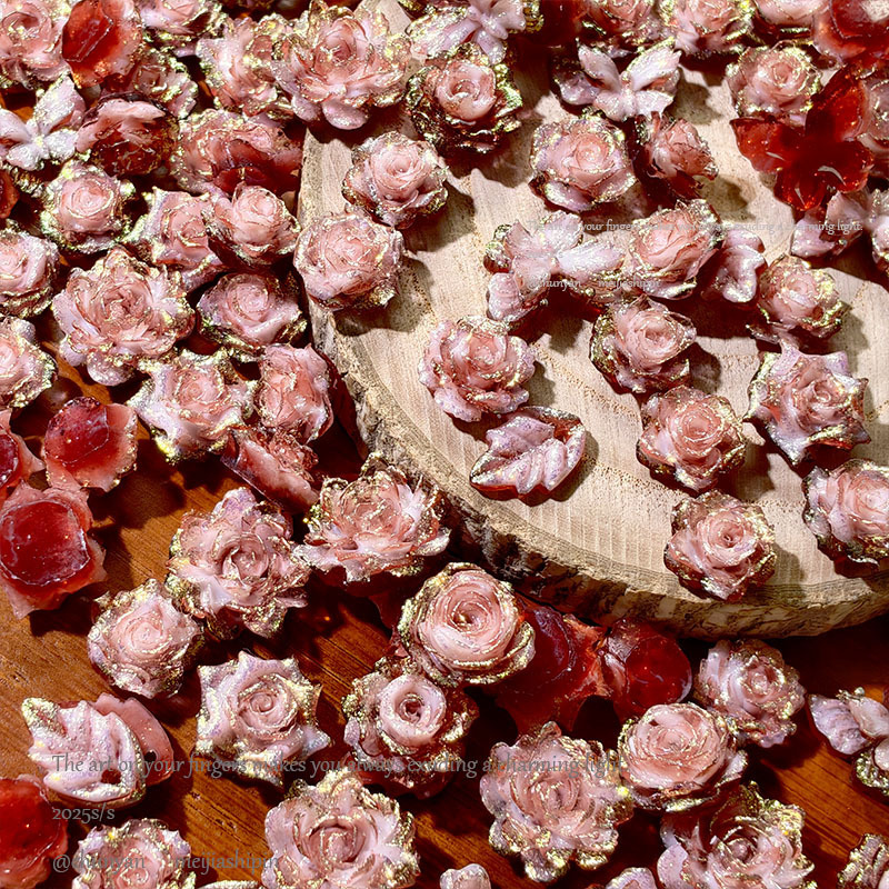 New Pink Brown True Love Rose New Year Nail Art Jewelry Resin Versatile Butterfly Jewelry DIY Earrings Bracelet Set