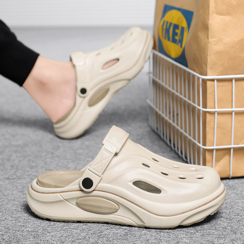 Zapatos con agujeros para hombres, ropa exterior de verano, zapatos casuales de suela blanda, zapatillas Baotou, deportes al aire libre, sandalias de playa de conducción