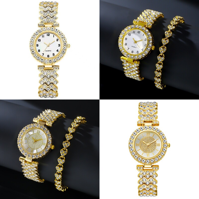 New Ladies Diamond Digital Quartz Watch YYMY Jewelry Bracelet suit Women's Watch Roman Light Luxury Crystal Watch