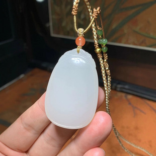 Hetian Jade Ping An No-incident Brand White Ice Clear White Water Run Clean, Delicate and Full Workmanship Meticulous Antique and Ancient Rhyme