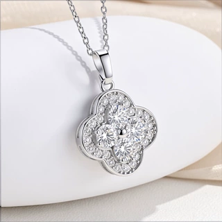 新中式四叶花4主石位4.2mm5A锆石/空托DIY华子钻项链 喜鹊工厂货