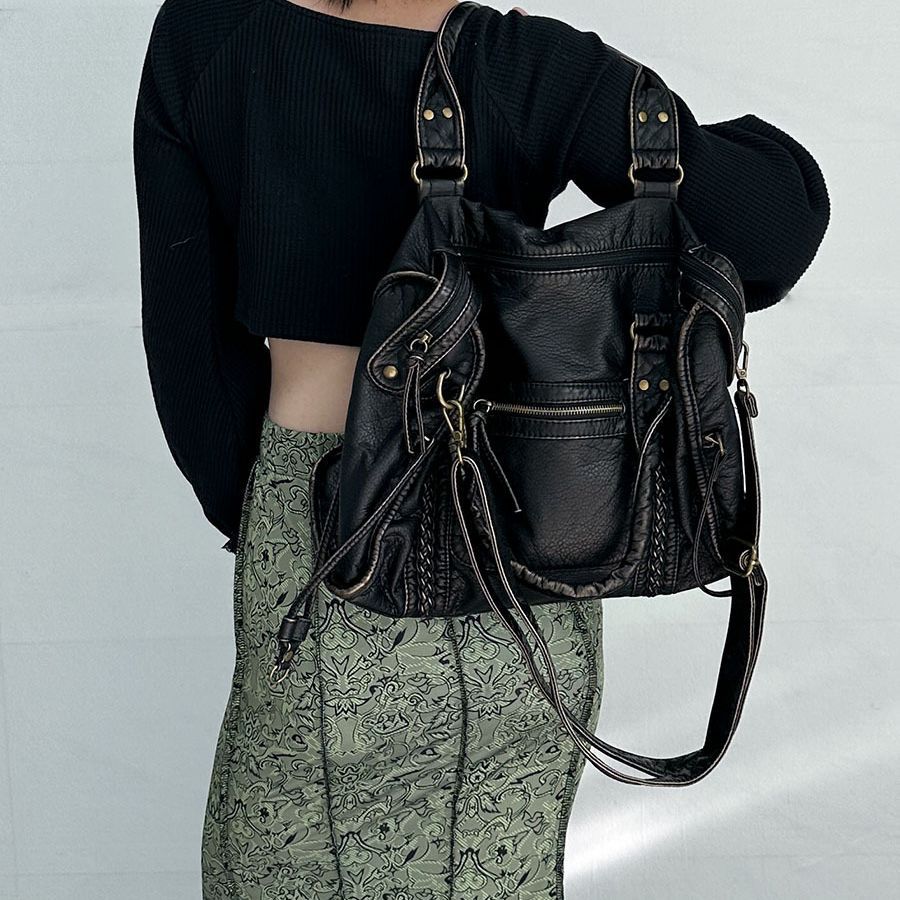 Amazon transfronterizo popular retro bolso de la motocicleta de las mujeres de gran capacidad bolsa especial bolso de las mujeres europeas y americanas del Milenio chica caliente axilas