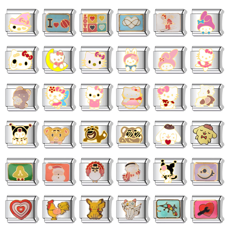 Module Cross-border Explosions Taobao Cartoon Winnie Bear Bracelet DIY Italian Module Stitching Bracelet Cat