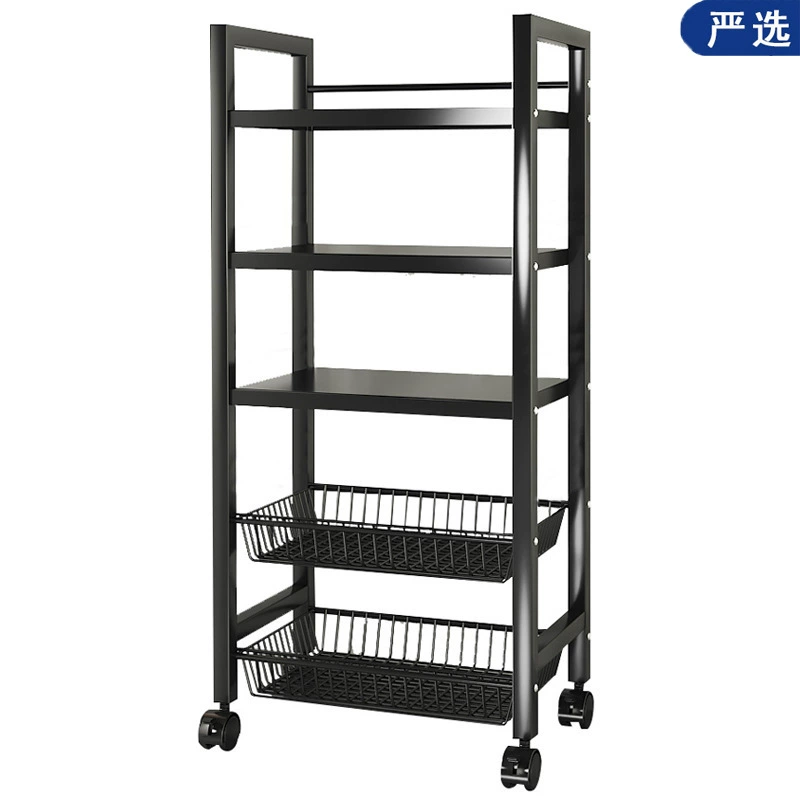 Mobile Kitchen Storage Rack, Multi-Layer Floor-Standing Shelf, Thick Square Tube, 2–5 Layers