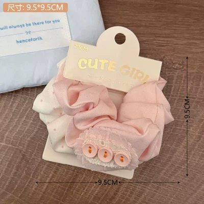Ponytail Hair Accessory for Girls — Saç üçün rezinlər - 4-pink-lace-button-hair-tie