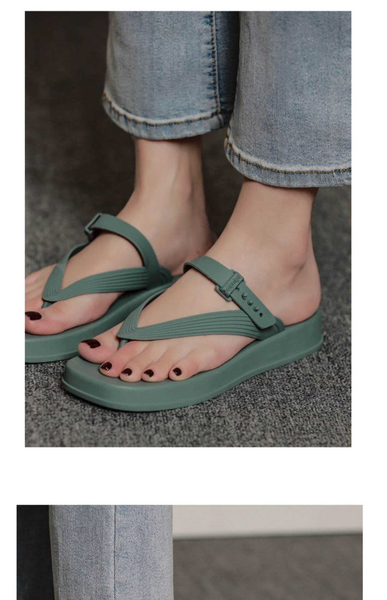 Women's Casual Solid Color Square Toe Flip Flops display picture 10