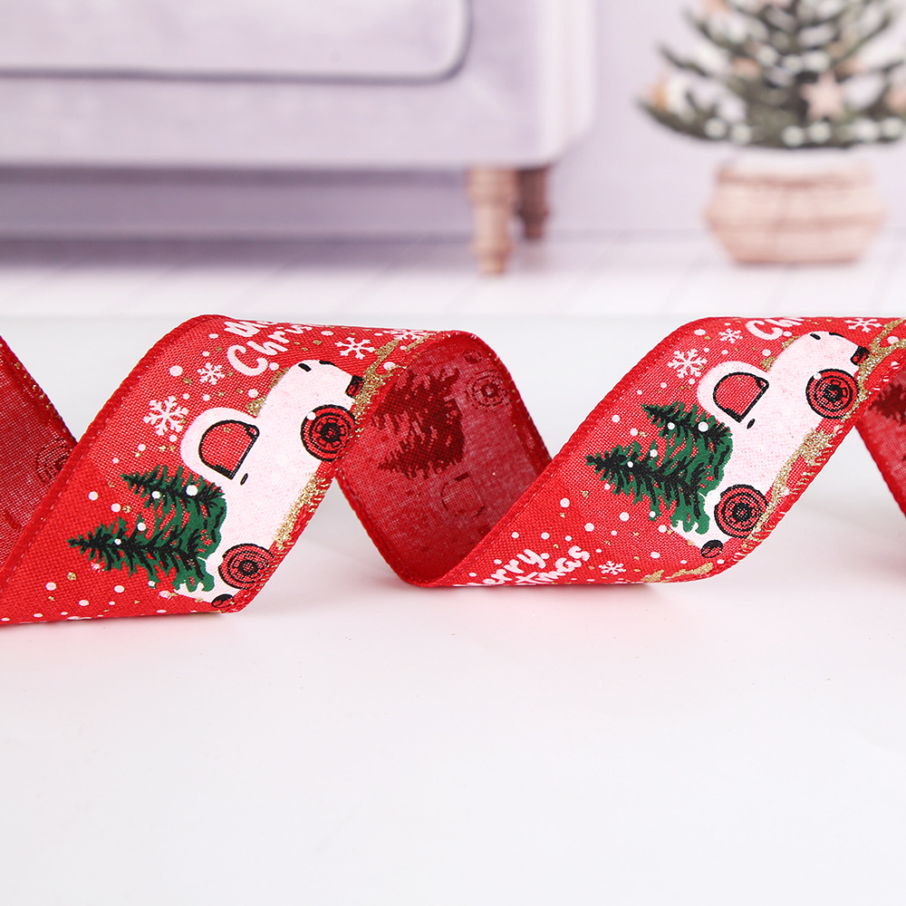 6 M nueva Decoración de Navidad cinta de Navidad árbol de Navidad decoración colgante de lino fino 5CM cinta del coche de dibujos animados adornos