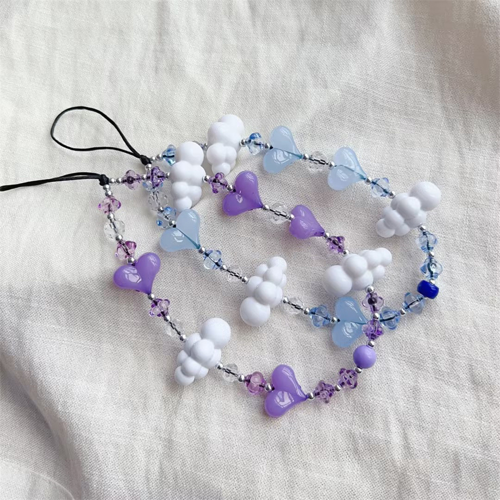 KKBEAD LISA mismo cielo azul y nubes blancas cordón estilo japonés y coreano ins Internet Celebrity Street shooting clock-en cordón de teléfono móvil