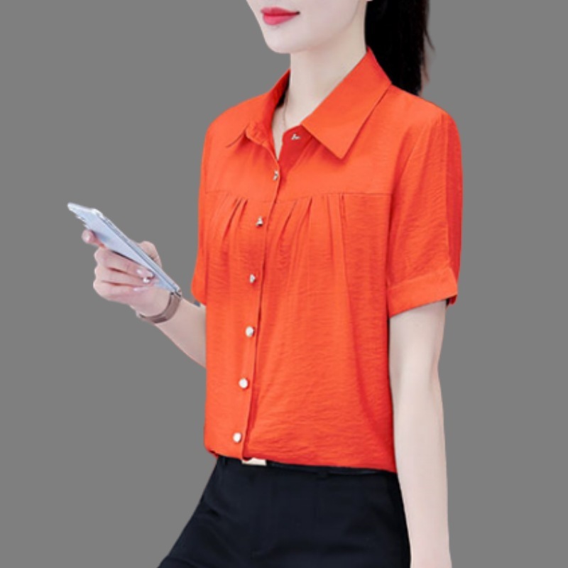 ファッショナブルな女性用半袖シャツ、夏の新しいカジュアルでゆったりとしたお腹カバーシャツ|undefined